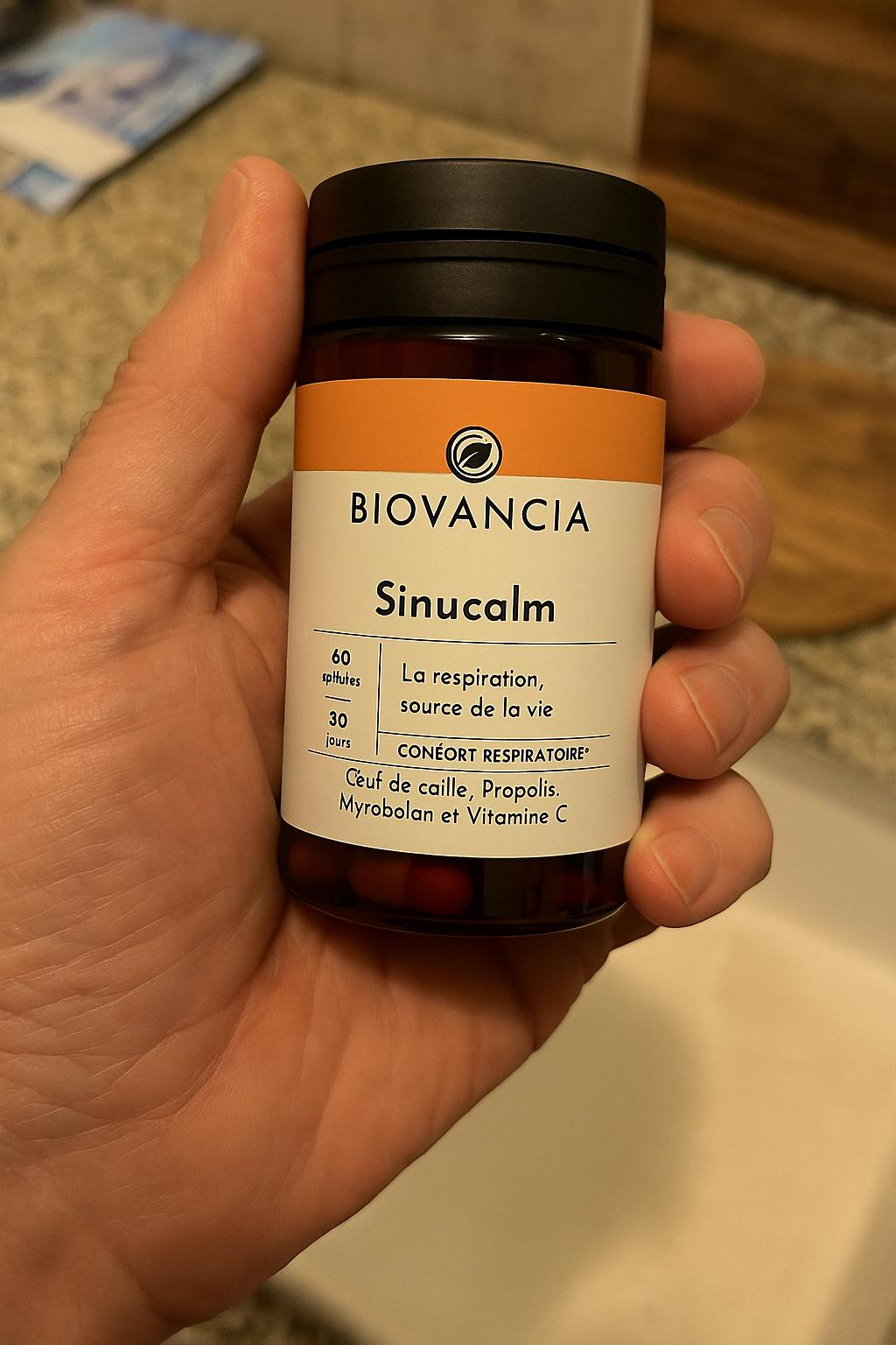 Sinucalm Biovancia avis - test complet complément ORL respiratoire œuf caille ovomucoïde propolis myrobolan vitamine C