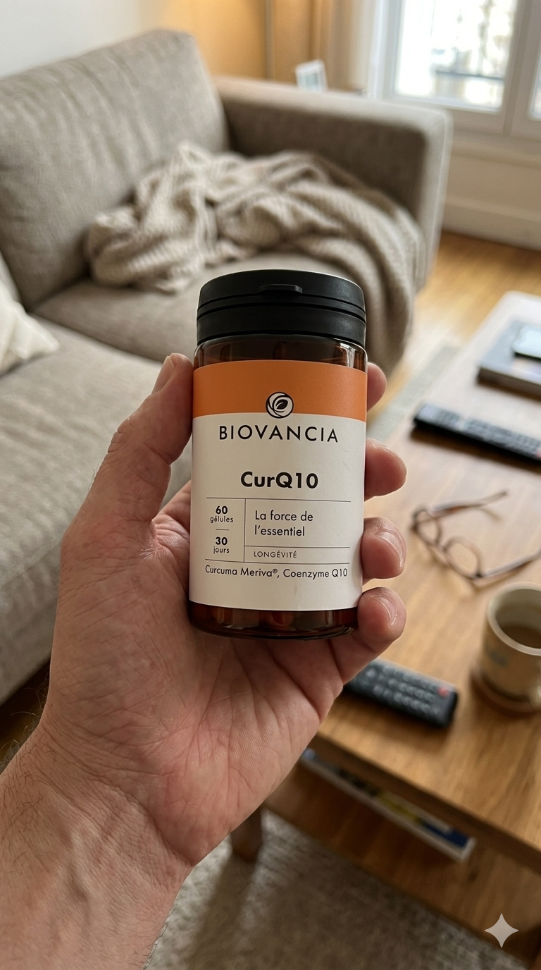 Curq10 Biovancia avis - test complet complément anti-âge mitochondrial 2 actifs Curcuma Meriva breveté Phytosome biodisponibilité x29 Coenzyme Q10 fermentation naturelle énergie cellulaire ATP statines