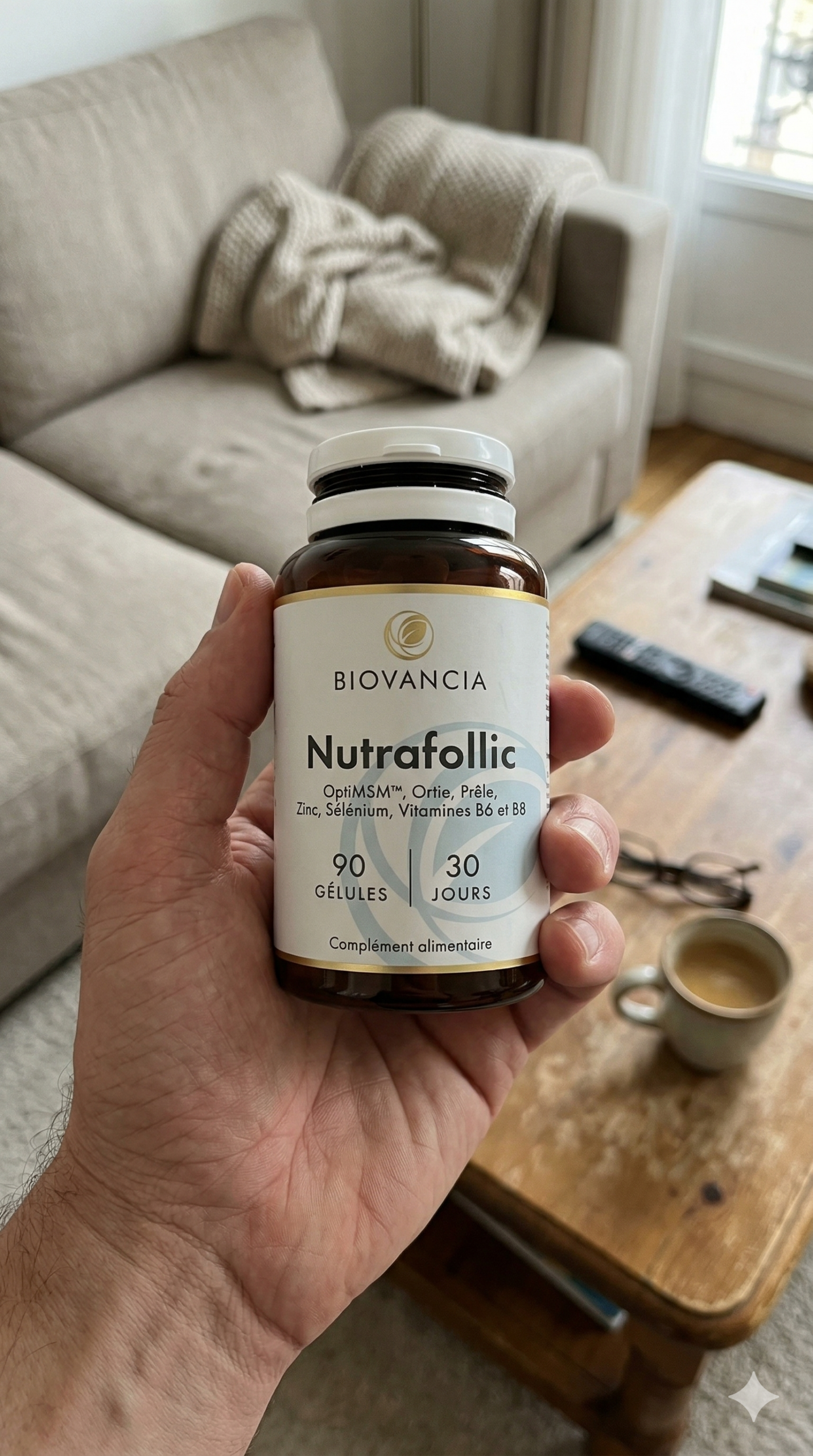 Nutrafollic Biovancia avis - test complet complément capillaire 7 actifs OptiMSM ortie prêle zinc sélénium chute cheveux