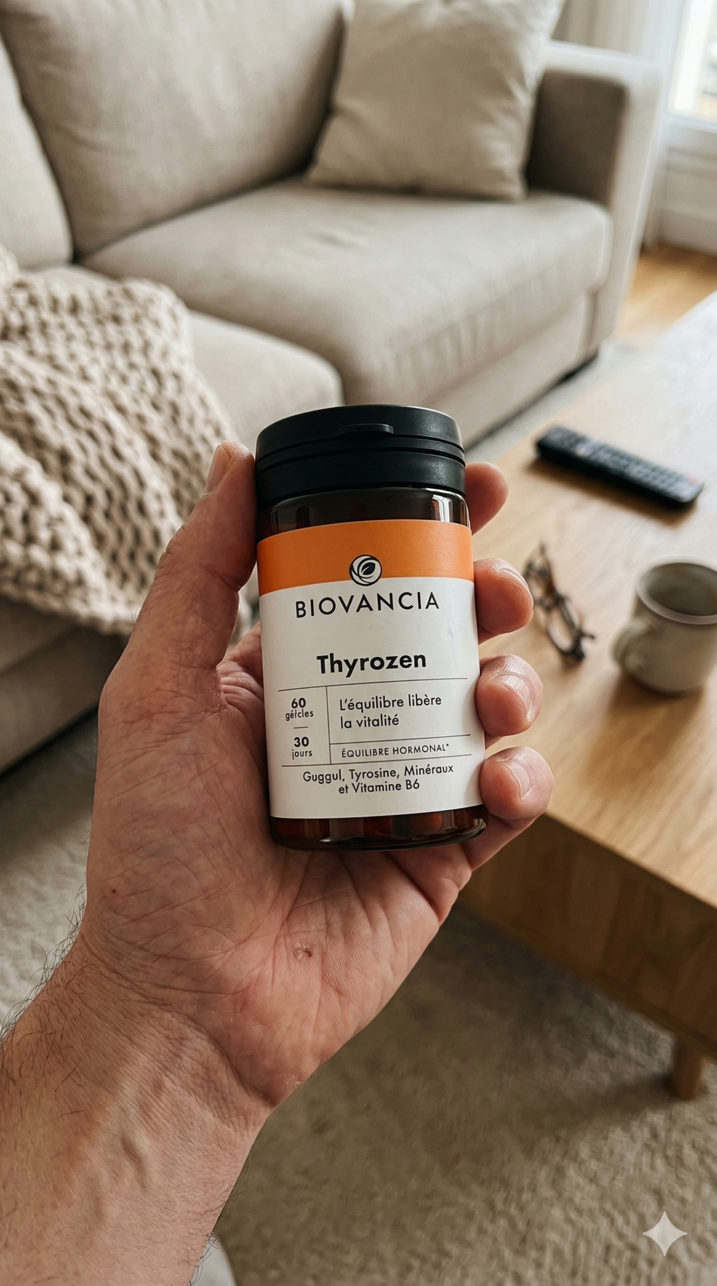 Thyrozen Biovancia avis - test complet complément thyroïdien Guggulipid breveté L-Tyrosine Iode Sélénium Vitamine B6 fatigue prise poids frilosité hypothyroïdie