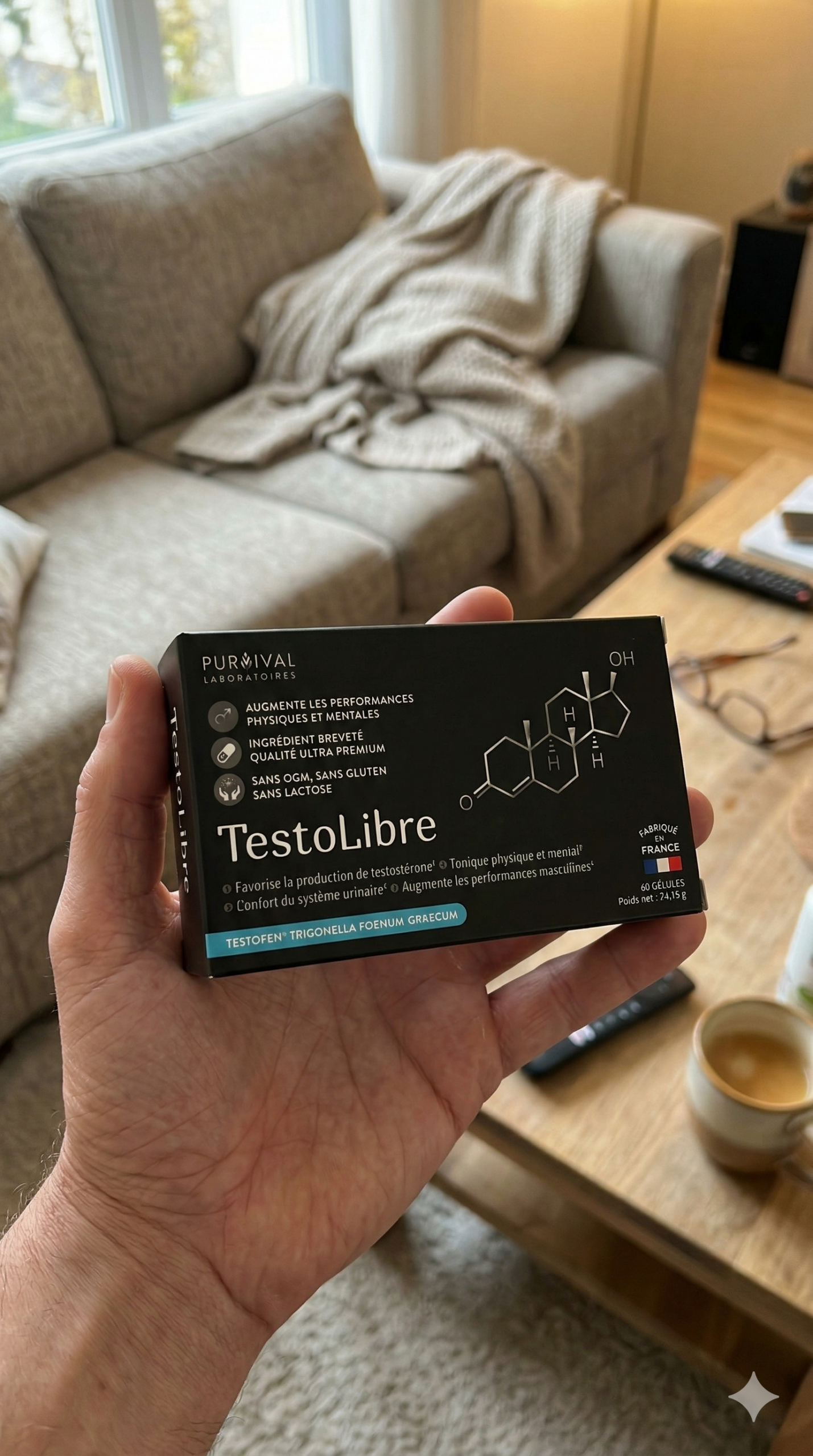 Testolibre Purvival avis - test complet booster testostérone naturel 3 actifs Testofen fenugrec breveté Tribulus terrestris zinc vitalité masculine andropause