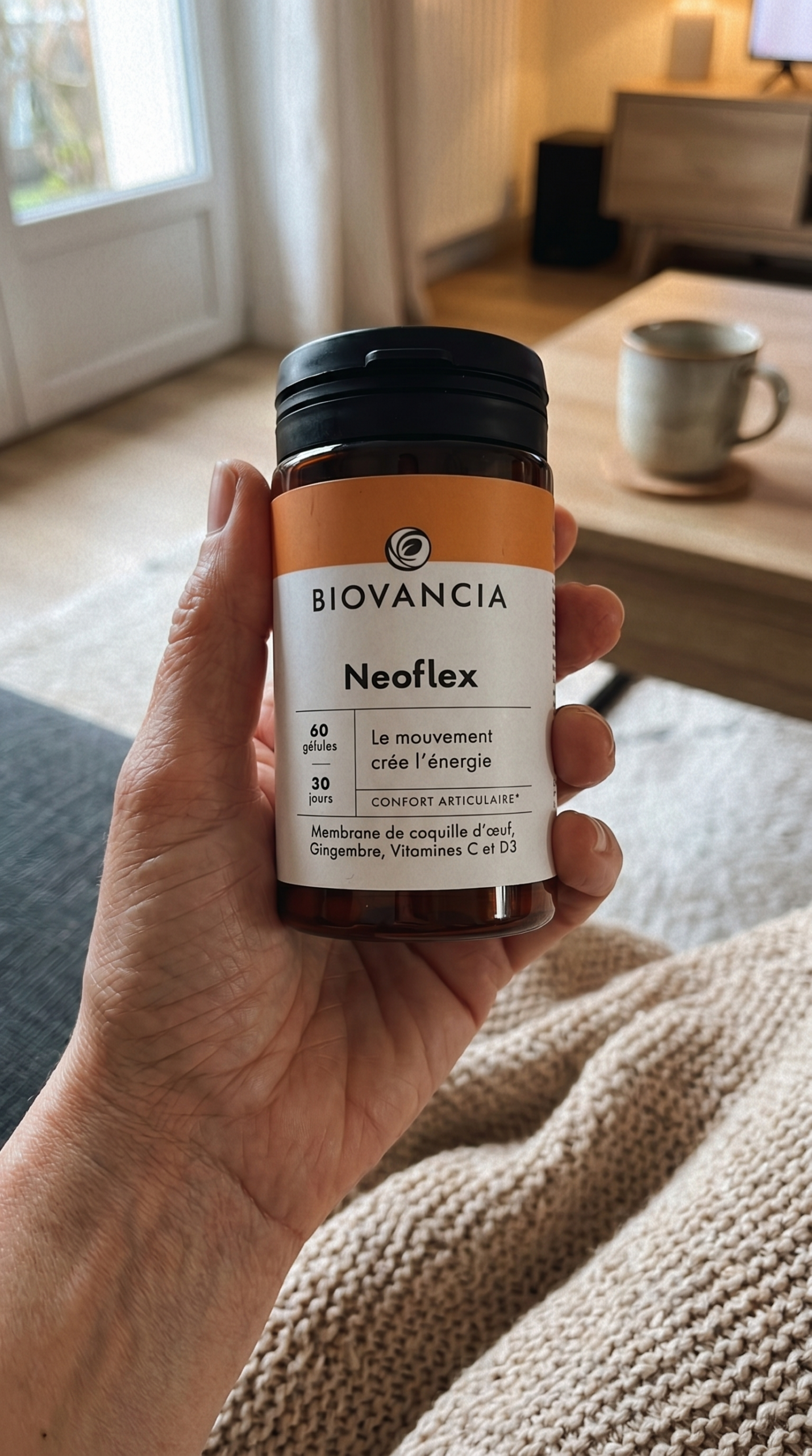 Neoflex Biovancia avis test complet complement articulations 4 actifs Ovomet membrane oeuf gingembre vitamine C D3 mobilite articulaire douleurs genoux