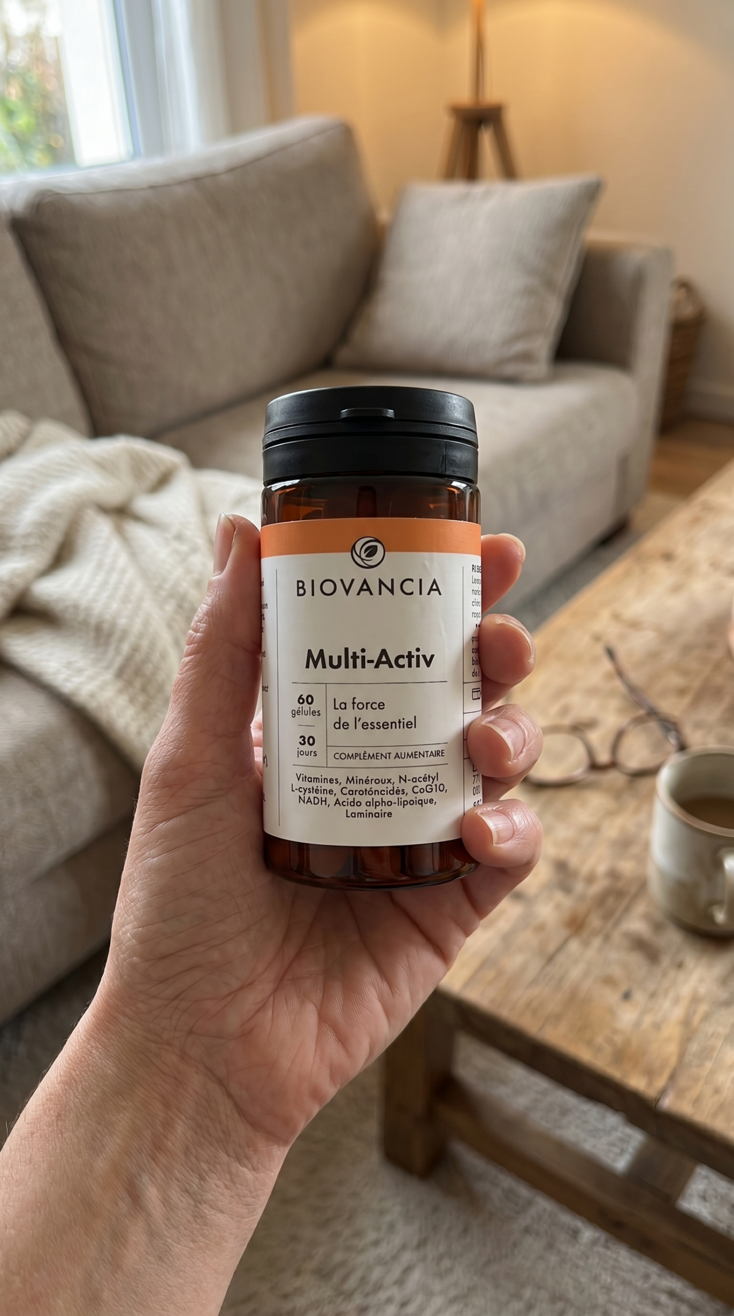 Multi-Activ Biovancia avis test complet complement 22 nutriments essentiels vitamines mineraux CoQ10 NADH PANMOL luteine zeaxanthine vitalite 50+