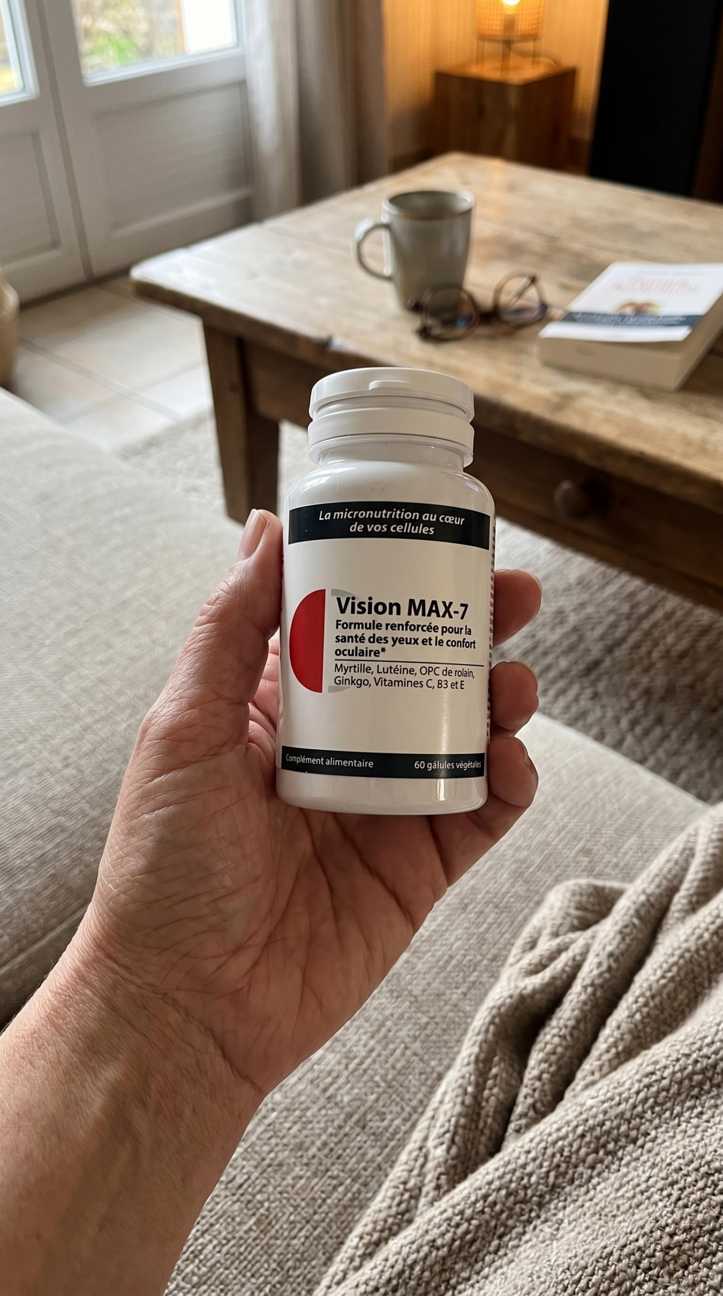Vision Max 7 Cell Innov avis test complet complement vision 7 actifs myrtille 160mg luteine 100mg pepins raisin Ginkgo biloba vitamines C E B3 confort visuel macula